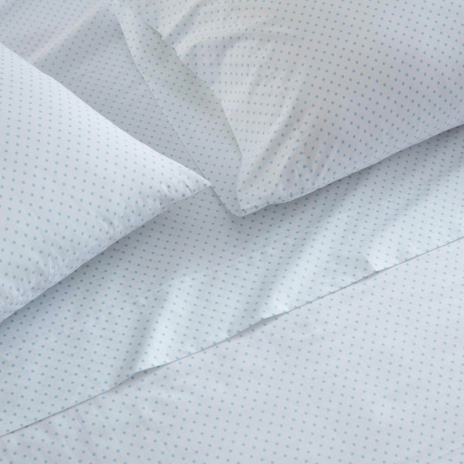 imageMartha Stewart Twin Size Sheet Set Crisp amp Tailored Sheets with a Smooth Cotton Percale Feel Striped Bed Sheets with Matching Pillowcase amp Fitted Sheet Leaf Trellis BeigePolka Dot Blue