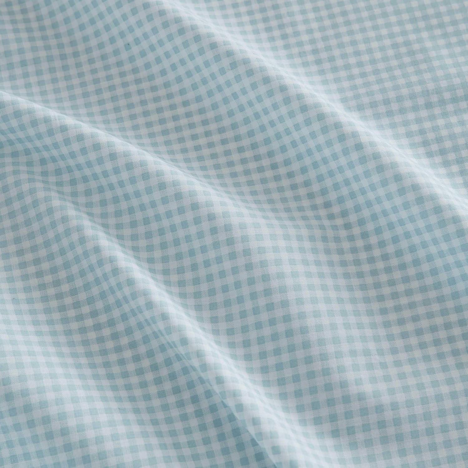 imageMartha Stewart Twin Size Sheet Set Crisp amp Tailored Sheets with a Smooth Cotton Percale Feel Striped Bed Sheets with Matching Pillowcase amp Fitted Sheet Leaf Trellis BeigeSmall Gingham Blue
