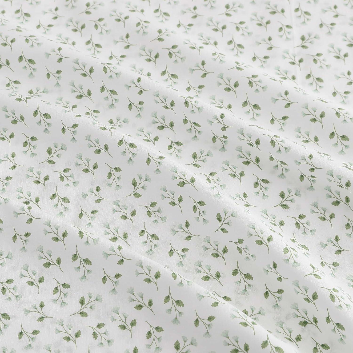 imageMartha Stewart Twin Size Sheet Set Crisp amp Tailored Sheets with a Smooth Cotton Percale Feel Striped Bed Sheets with Matching Pillowcase amp Fitted Sheet Leaf Trellis BeigeKennedy Floral Green
