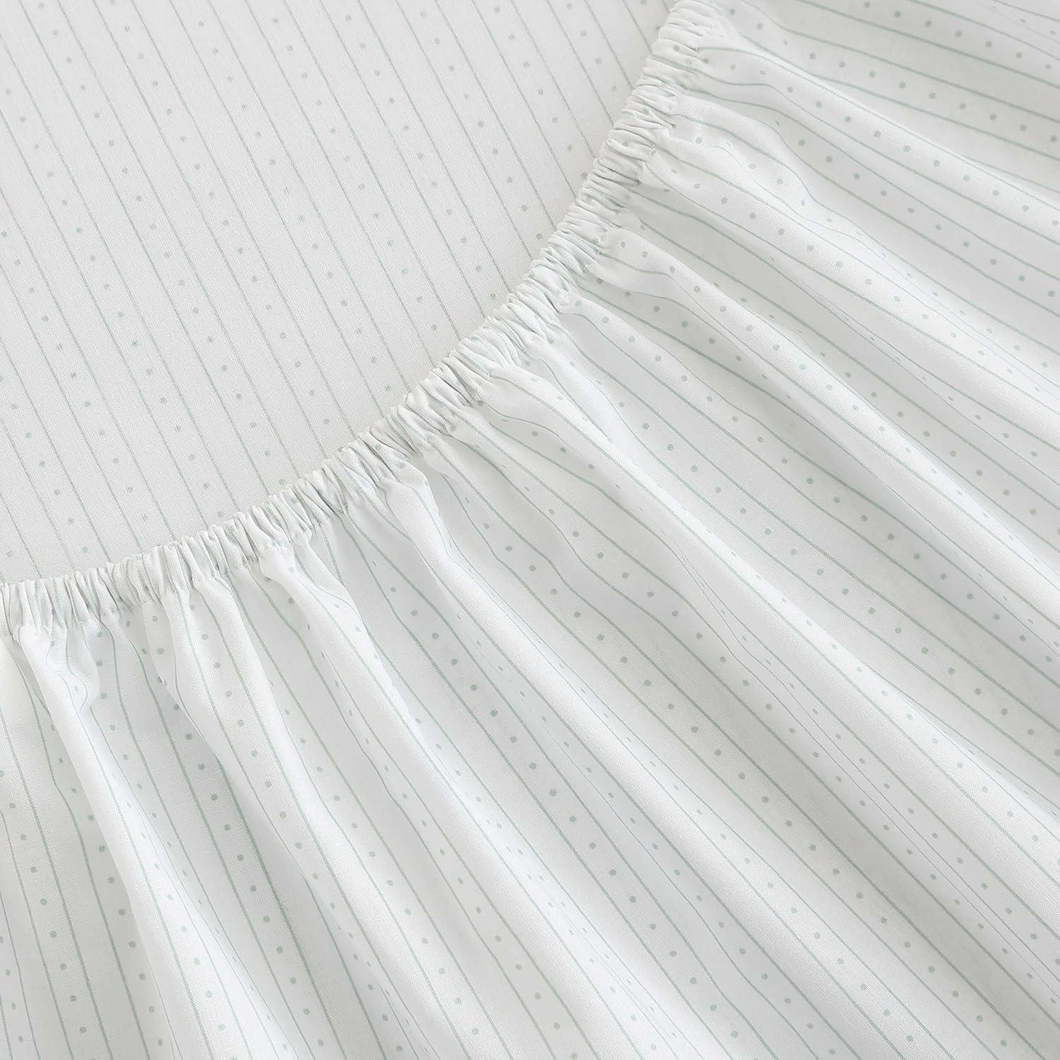 imageMartha Stewart Twin Size Sheet Set Crisp amp Tailored Sheets with a Smooth Cotton Percale Feel Striped Bed Sheets with Matching Pillowcase amp Fitted Sheet Leaf Trellis BeigeDottie Stripe Green