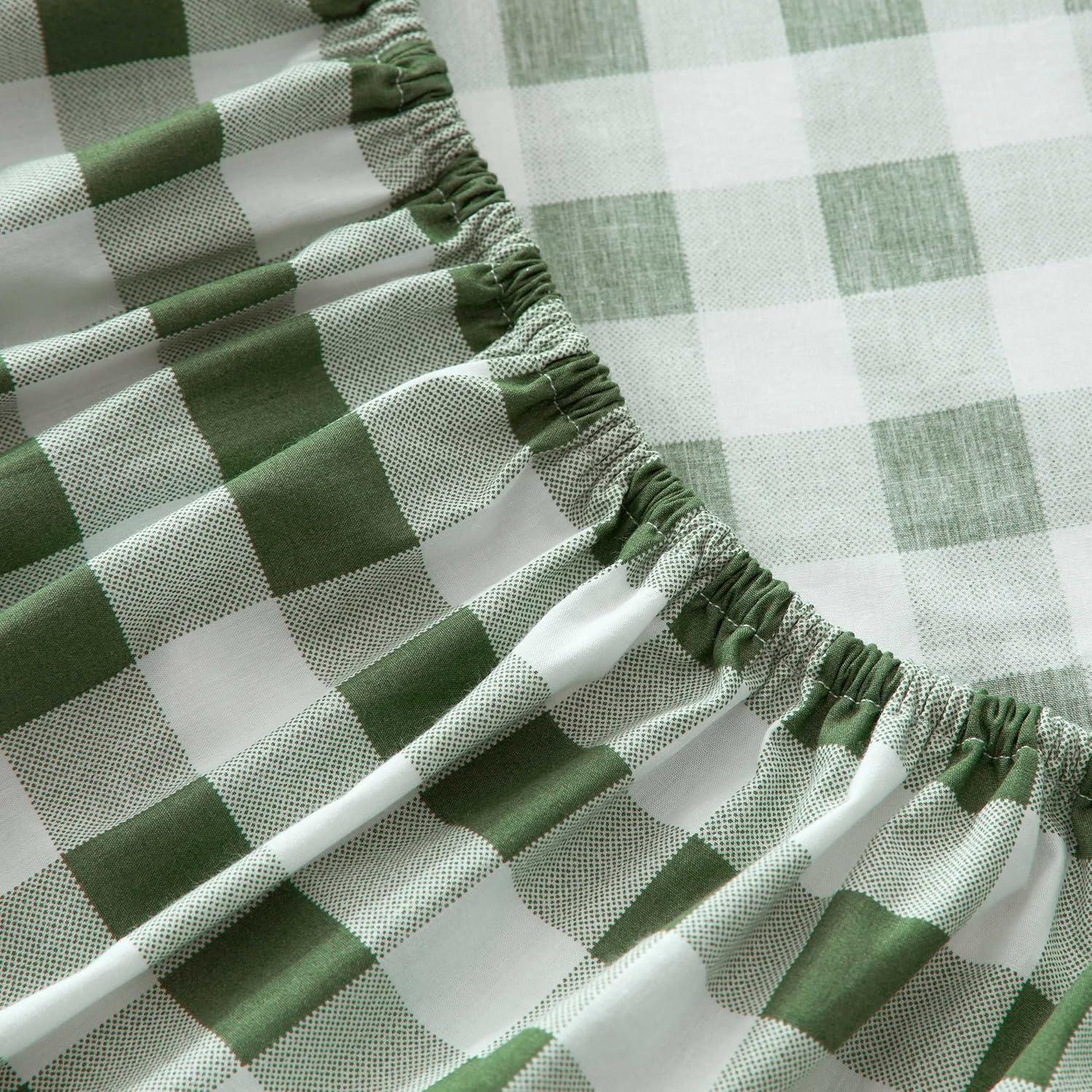 imageMartha Stewart Twin Size Sheet Set Crisp amp Tailored Sheets with a Smooth Cotton Percale Feel Striped Bed Sheets with Matching Pillowcase amp Fitted Sheet Leaf Trellis BeigeMadison Gingham Green