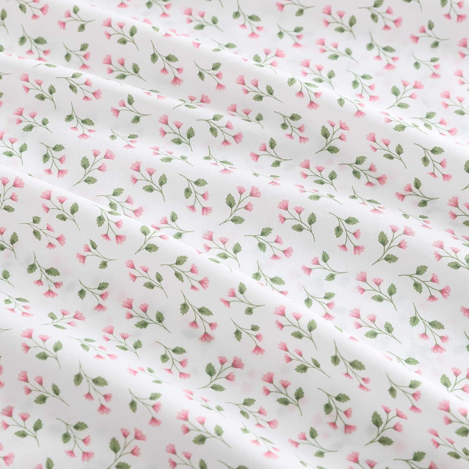 imageMartha Stewart Twin Size Sheet Set Crisp amp Tailored Sheets with a Smooth Cotton Percale Feel Striped Bed Sheets with Matching Pillowcase amp Fitted Sheet Leaf Trellis BeigeKennedy Floral Pink