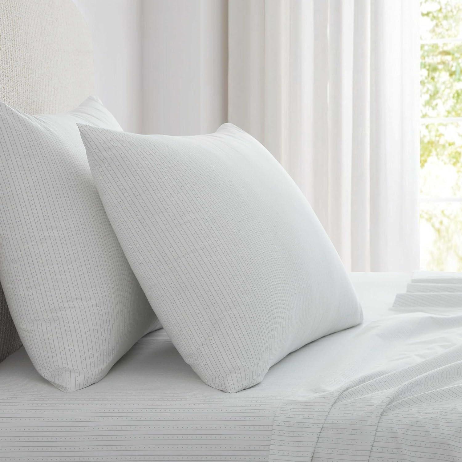 imageMartha Stewart Twin Size Sheet Set Crisp amp Tailored Sheets with a Smooth Cotton Percale Feel Striped Bed Sheets with Matching Pillowcase amp Fitted Sheet Leaf Trellis BeigeDottie Stripe Green