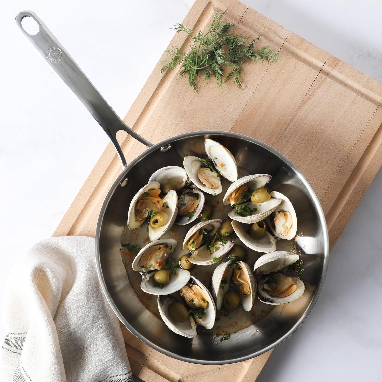 imageMartha Stewart Castelle 8 Stainless Steel Frying Pan Non Toxic Fry Pan SkilletStainless Steel