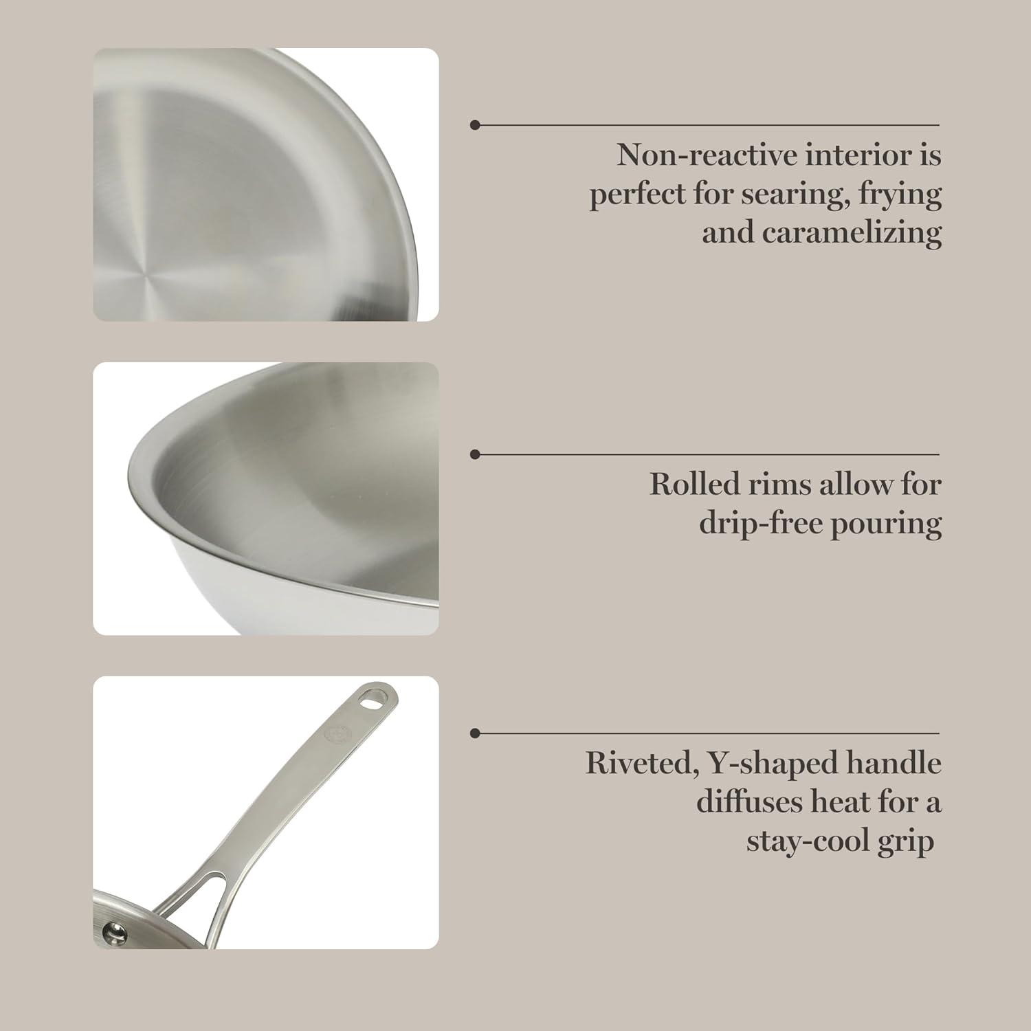 imageMartha Stewart Castelle 8 Stainless Steel Frying Pan Non Toxic Fry Pan SkilletStainless Steel