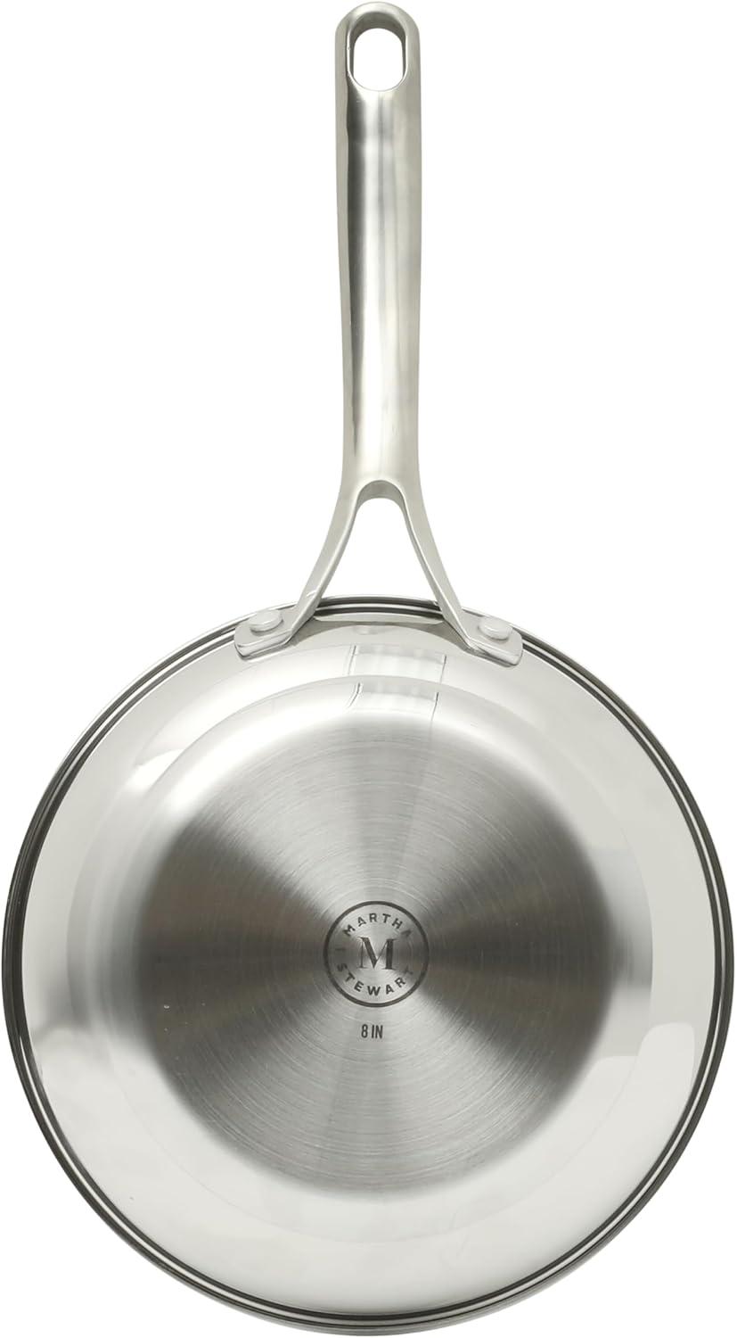 imageMartha Stewart Castelle 8 Stainless Steel Frying Pan Non Toxic Fry Pan SkilletStainless Steel