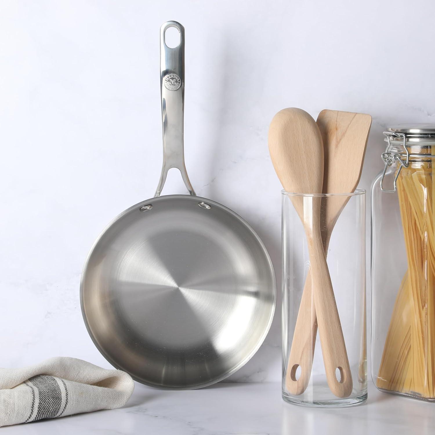 imageMartha Stewart Castelle 8 Stainless Steel Frying Pan Non Toxic Fry Pan SkilletStainless Steel