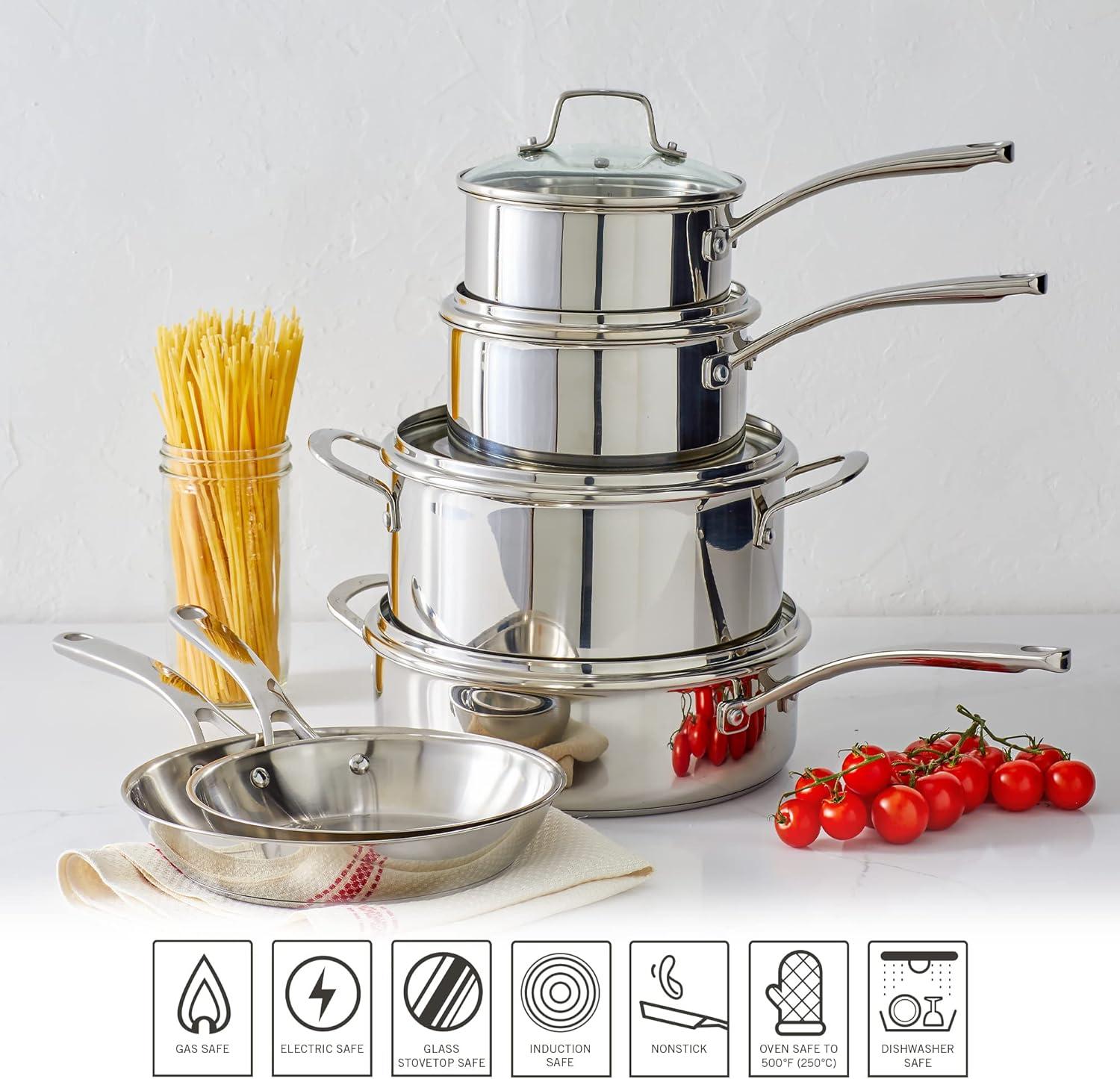 imageMartha Stewart Castelle 8 Stainless Steel Frying Pan Non Toxic Fry Pan SkilletStainless Steel
