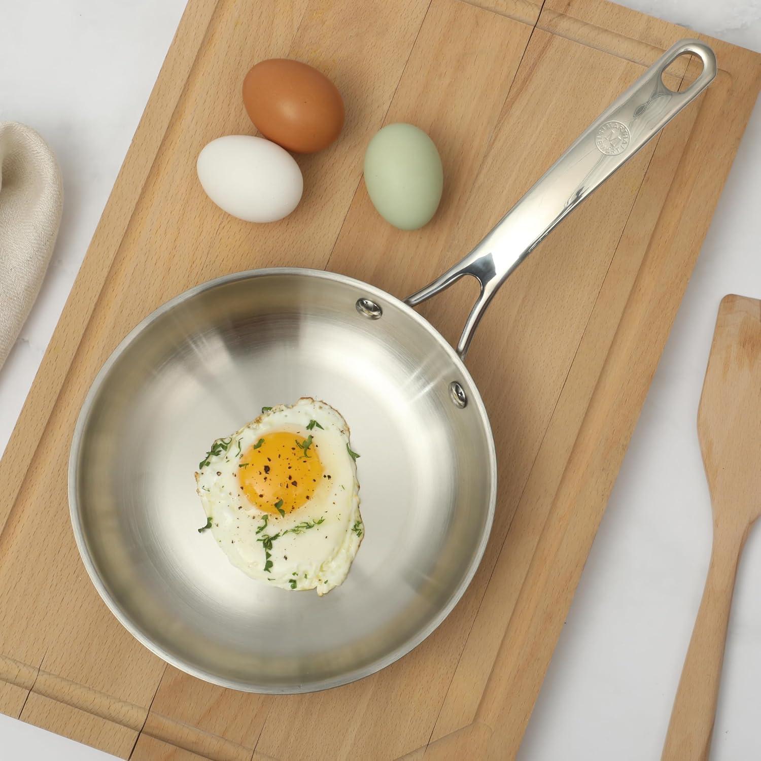 imageMartha Stewart Castelle 8 Stainless Steel Frying Pan Non Toxic Fry Pan SkilletStainless Steel
