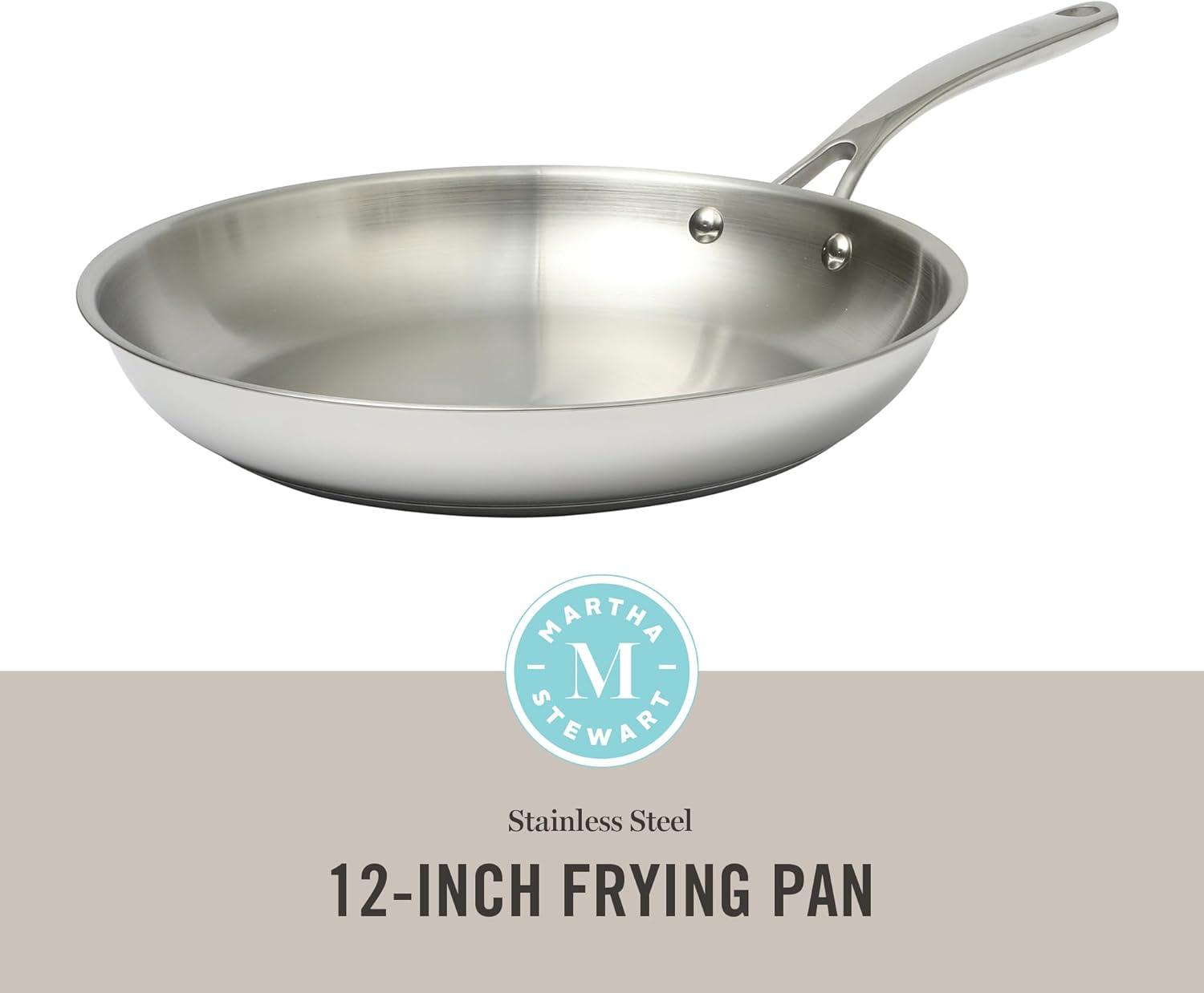 imageMartha Stewart Castelle 8 Stainless Steel Frying Pan Non Toxic Fry Pan SkilletStainless Steel