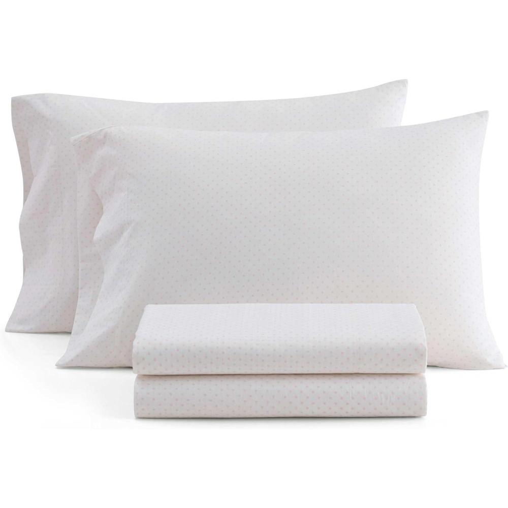 imageMartha Stewart Twin Size Sheet Set Crisp amp Tailored Sheets with a Smooth Cotton Percale Feel Striped Bed Sheets with Matching Pillowcase amp Fitted Sheet Leaf Trellis BeigePolka Dot Pink