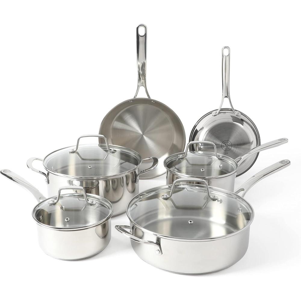 imageMartha Stewart Castelle 8 Stainless Steel Frying Pan Non Toxic Fry Pan SkilletStainless Steel