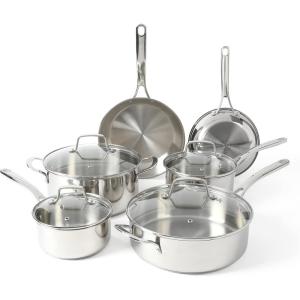 Martha Stewart Castelle 8″ Stainless Steel Frying Pan Non Toxic Fry Pan Skillet(Stainless Steel)