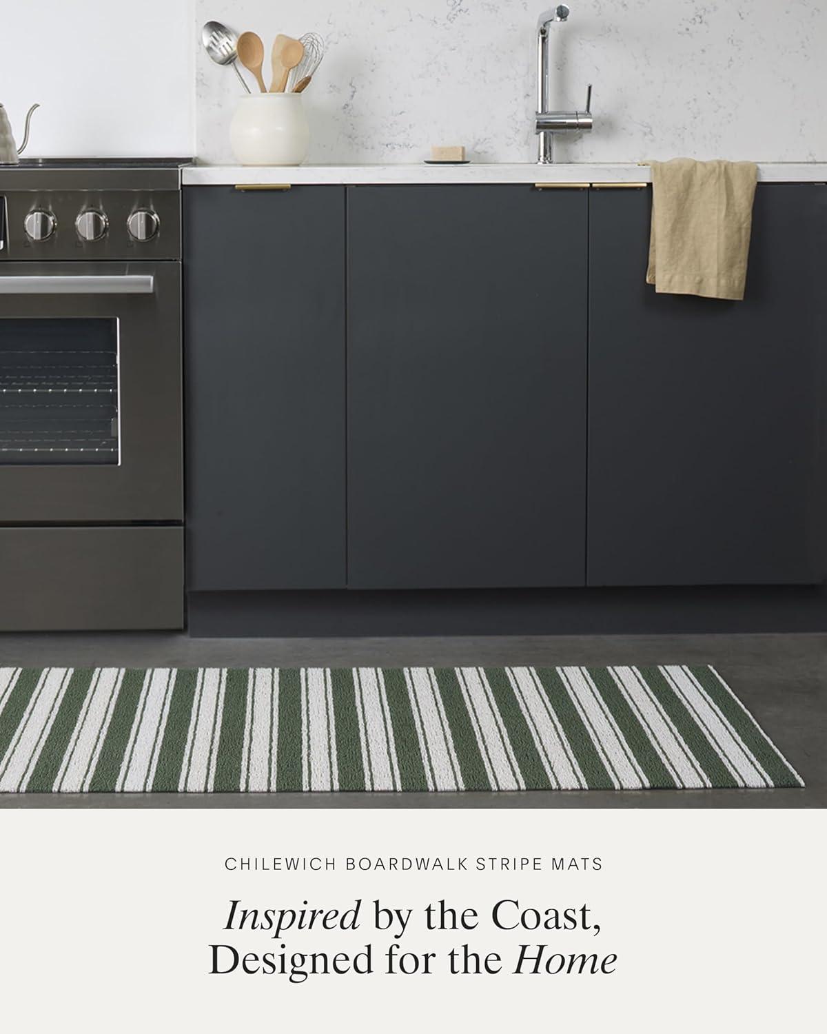 imageChilewich Martha by Martha Stewart Boardwalk Stripe Shag Mat Premium IndoorOutdoor Doormat for Entryway Kitchen Dining Room Bathroom Patio Waterproof Backing Fern 1 6 x 2 4Fern