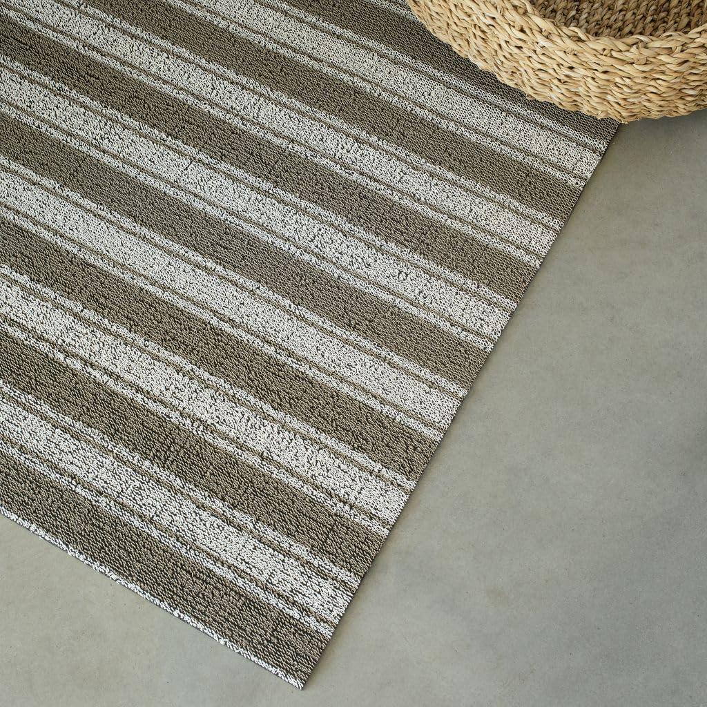 imageChilewich Martha by Martha Stewart Boardwalk Stripe Shag Mat Premium IndoorOutdoor Doormat for Entryway Kitchen Dining Room Bathroom Patio Waterproof Backing Fern 1 6 x 2 4Walnut