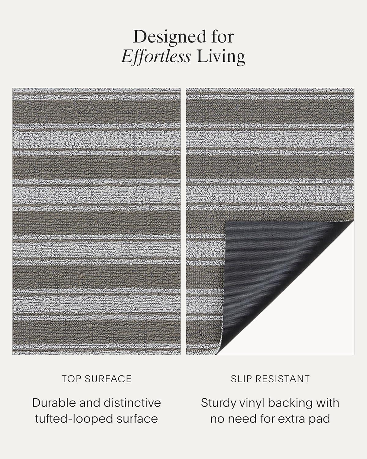 imageChilewich Martha by Martha Stewart Boardwalk Stripe Shag Mat Premium IndoorOutdoor Doormat for Entryway Kitchen Dining Room Bathroom Patio Waterproof Backing Fern 1 6 x 2 4Walnut