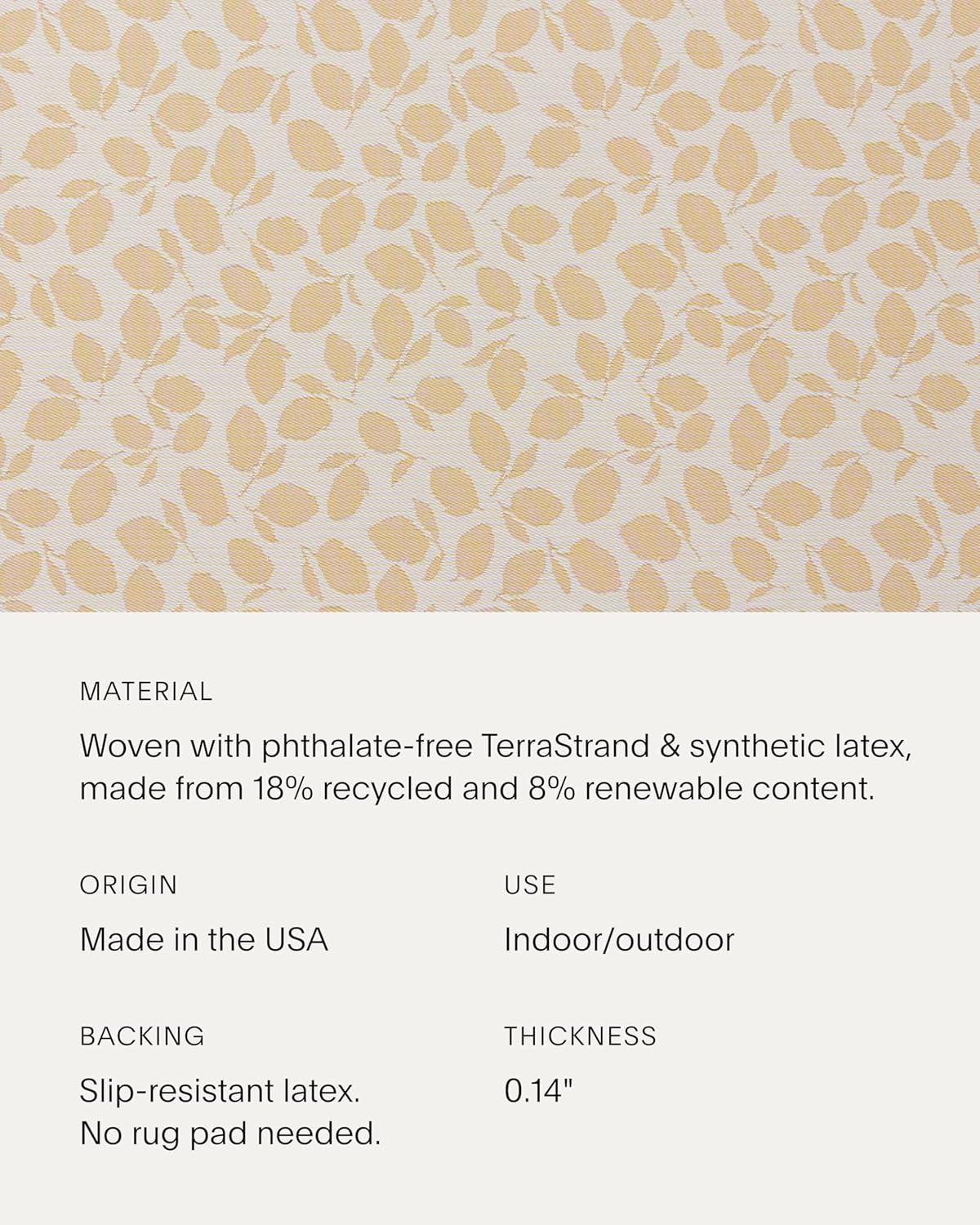 imageChilewich Martha by Martha Stewart Lemon Leaves Rug Premium IndoorOutdoor Runner Rug for Entryway Kitchen Dining Room Patio NonSlip Backing Robins Egg 22 x 6Goldenrod