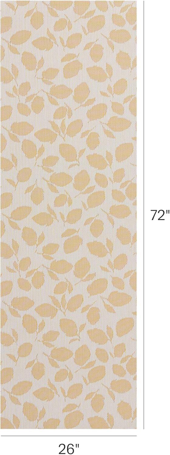 imageChilewich Martha by Martha Stewart Lemon Leaves Rug Premium IndoorOutdoor Runner Rug for Entryway Kitchen Dining Room Patio NonSlip Backing Robins Egg 22 x 6Goldenrod