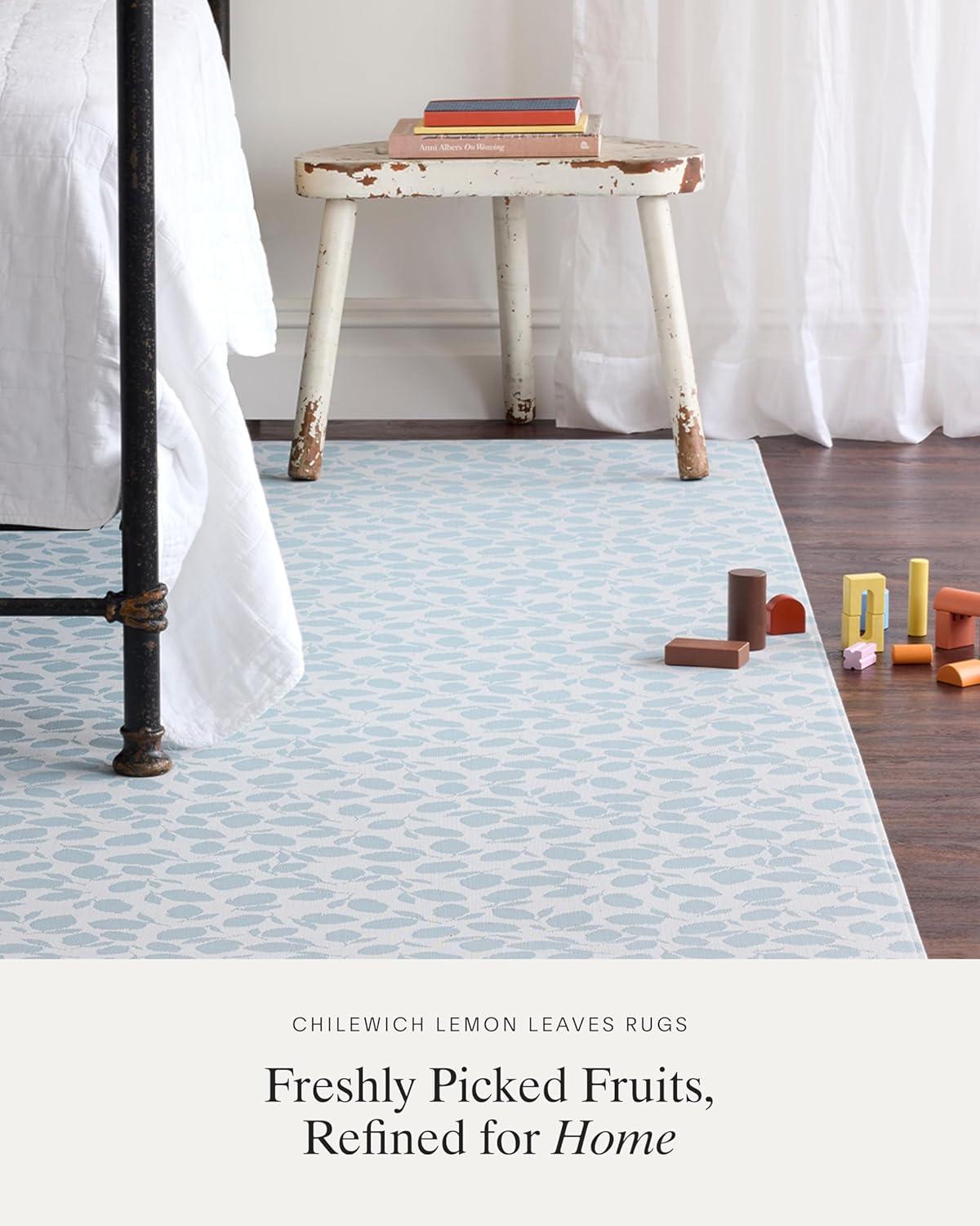 imageChilewich Martha by Martha Stewart Lemon Leaves Rug Premium IndoorOutdoor Runner Rug for Entryway Kitchen Dining Room Patio NonSlip Backing Robins Egg 22 x 6Robins Egg