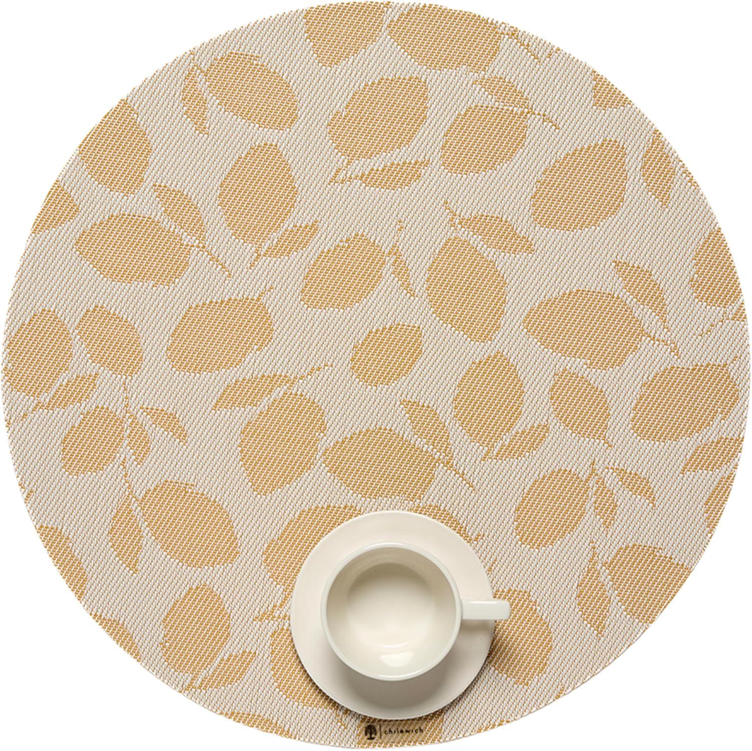 imageMartha by Martha Stewart Chilewich Lemon Leaves Round Woven Placemats 15 Dining Table Mats Reusable StainResistant IndoorOutdoor Tabletop Protection MarigoldGoldenrod