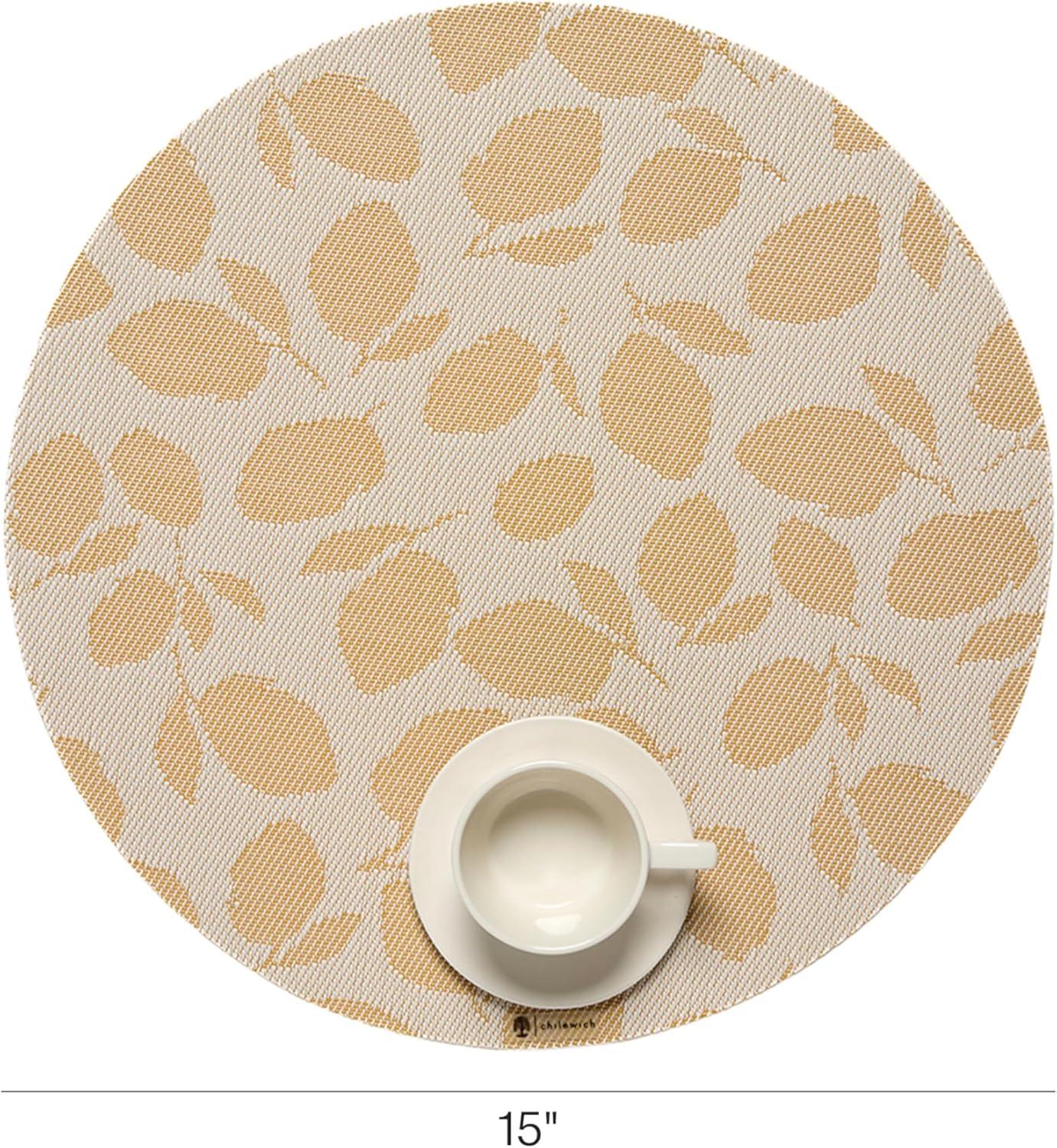 imageMartha by Martha Stewart Chilewich Lemon Leaves Round Woven Placemats 15 Dining Table Mats Reusable StainResistant IndoorOutdoor Tabletop Protection MarigoldGoldenrod