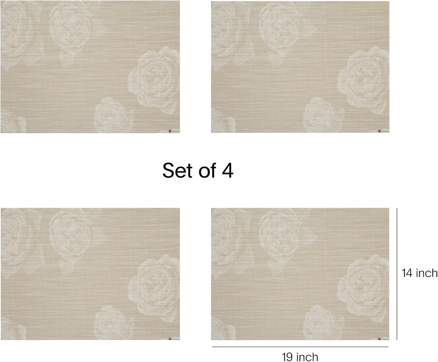 imageMartha by Martha Stewart Chilewich Rosette Placemats in Sea Set of 4 Easy Care Woven Tabletop Textiles IndoorOutdoor 19 x 14 RectangleFlax