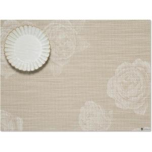 Martha by Martha Stewart | Chilewich Rosette Placemats in Sea – Set of 4 – Easy Care Woven Tabletop Textiles – Indoor/Outdoor – 19″ x 14″ Rectangle(Flax)