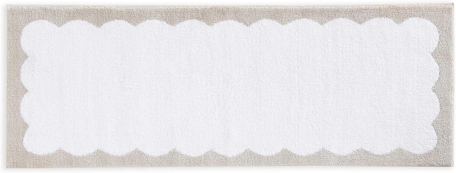 imageMartha Stewart Bath Rug Plush 100 YarnDye Knit Rug Soft Cushioned Feel Bathroom Rug with SkidResistant Latex Rubber Backing Bedford Scallop WhiteLinen 34 x 21Bedford Scallop WhiteLinen