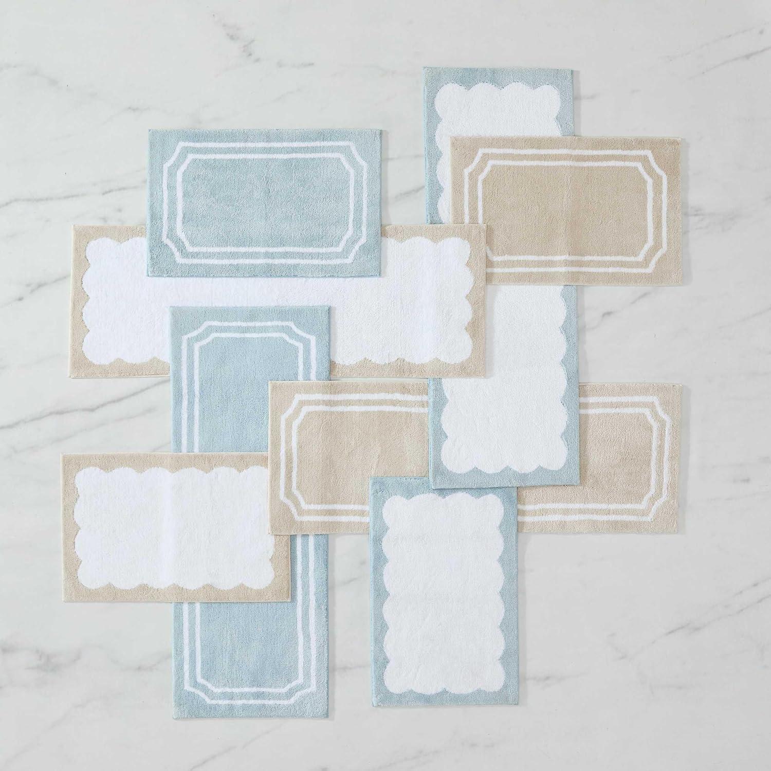 imageMartha Stewart Bath Rug Plush 100 YarnDye Knit Rug Soft Cushioned Feel Bathroom Rug with SkidResistant Latex Rubber Backing Bedford Scallop WhiteLinen 34 x 21Bedford Scallop WhiteLinen