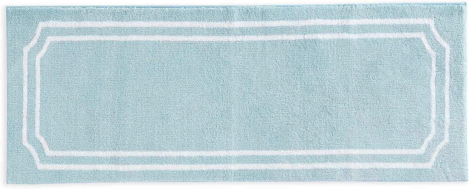imageMartha Stewart Bath Rug Plush 100 YarnDye Knit Rug Soft Cushioned Feel Bathroom Rug with SkidResistant Latex Rubber Backing Bedford Scallop WhiteLinen 34 x 21Skylands Border Blue BellWhite