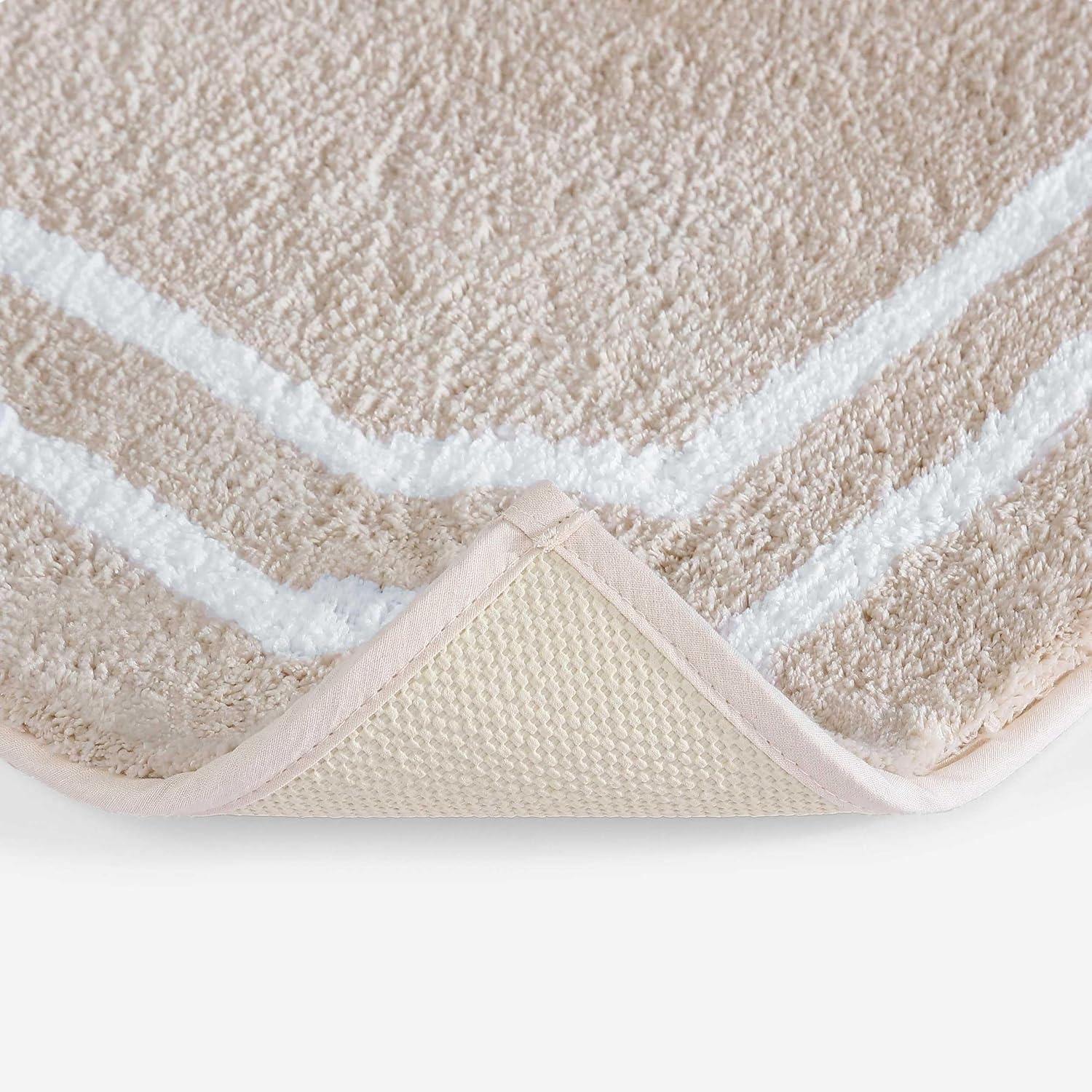 imageMartha Stewart Bath Rug Plush 100 YarnDye Knit Rug Soft Cushioned Feel Bathroom Rug with SkidResistant Latex Rubber Backing Bedford Scallop WhiteLinen 34 x 21Skylands Border LinenWhite