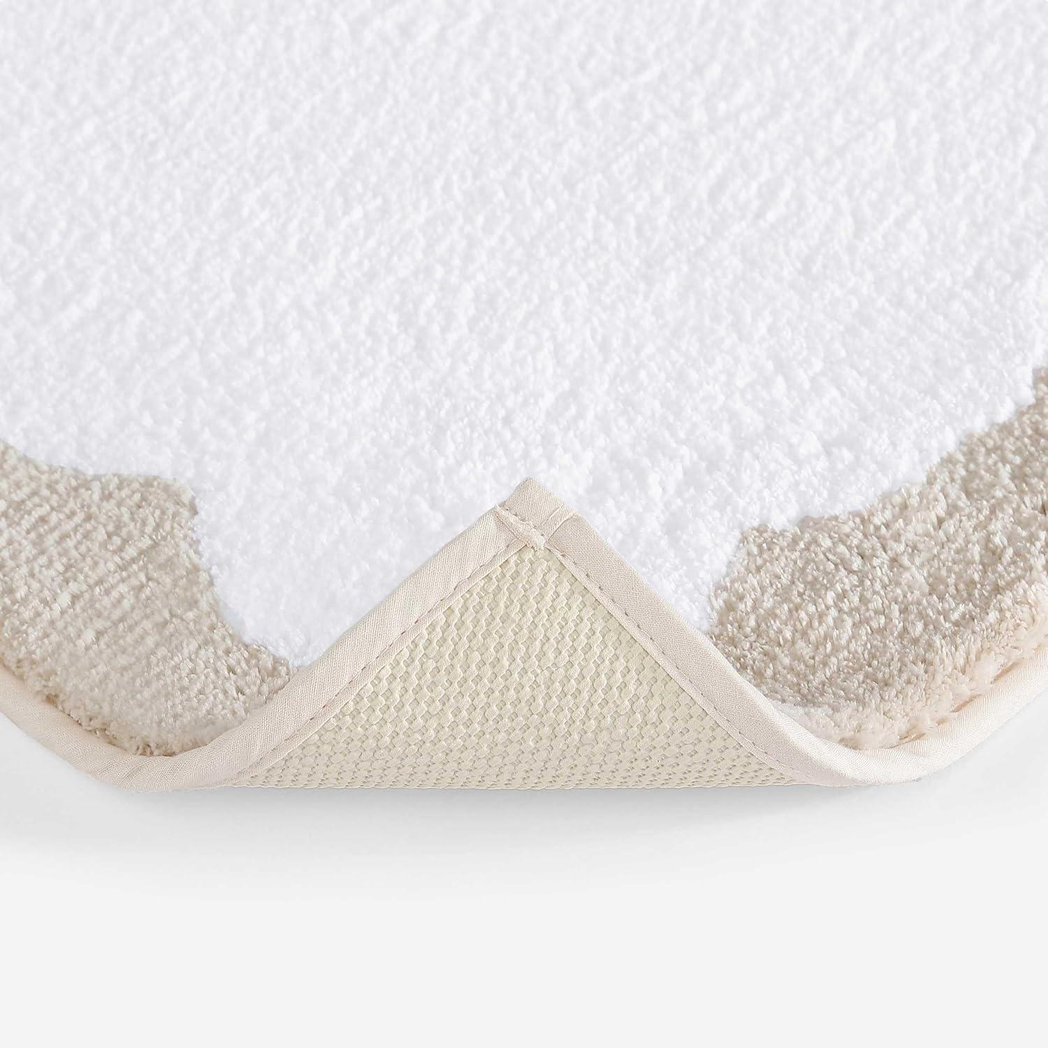 imageMartha Stewart Bath Rug Plush 100 YarnDye Knit Rug Soft Cushioned Feel Bathroom Rug with SkidResistant Latex Rubber Backing Bedford Scallop WhiteLinen 34 x 21Bedford Scallop WhiteLinen