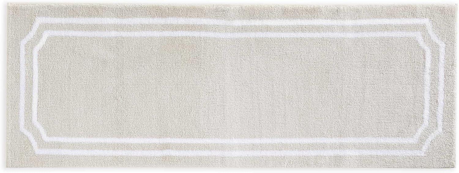 imageMartha Stewart Bath Rug Plush 100 YarnDye Knit Rug Soft Cushioned Feel Bathroom Rug with SkidResistant Latex Rubber Backing Bedford Scallop WhiteLinen 34 x 21Skylands Border LinenWhite