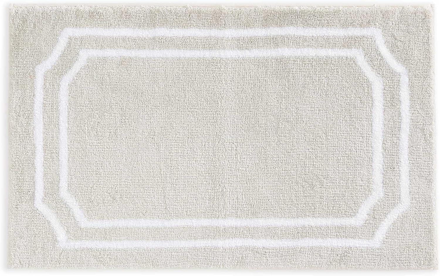 imageMartha Stewart Bath Rug Plush 100 YarnDye Knit Rug Soft Cushioned Feel Bathroom Rug with SkidResistant Latex Rubber Backing Bedford Scallop WhiteLinen 34 x 21Skylands Border LinenWhite