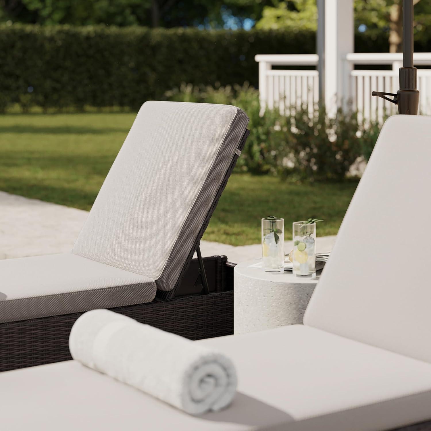 imageMartha Stewart Bedford IndoorOutdoor Patio Chaise Lounge Chair with Adjustable Back and Rattan Wicker Finish in Gray with Gray AllWeather CushionsBrown