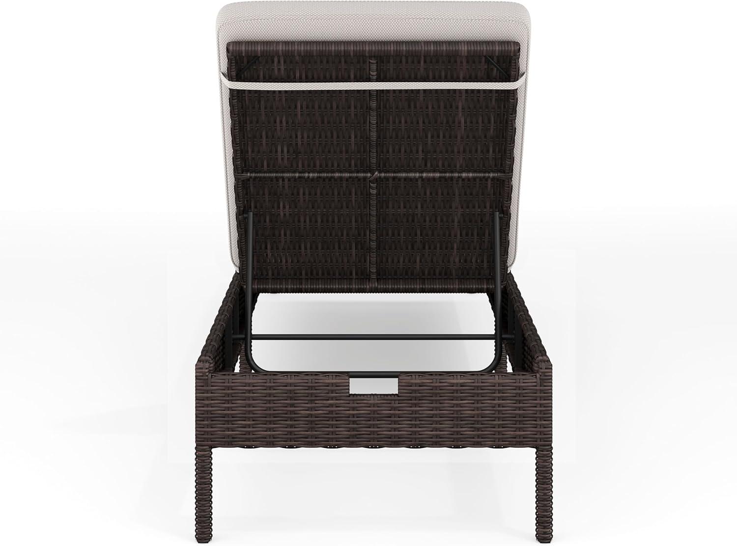 imageMartha Stewart Bedford IndoorOutdoor Patio Chaise Lounge Chair with Adjustable Back and Rattan Wicker Finish in Gray with Gray AllWeather CushionsBrown