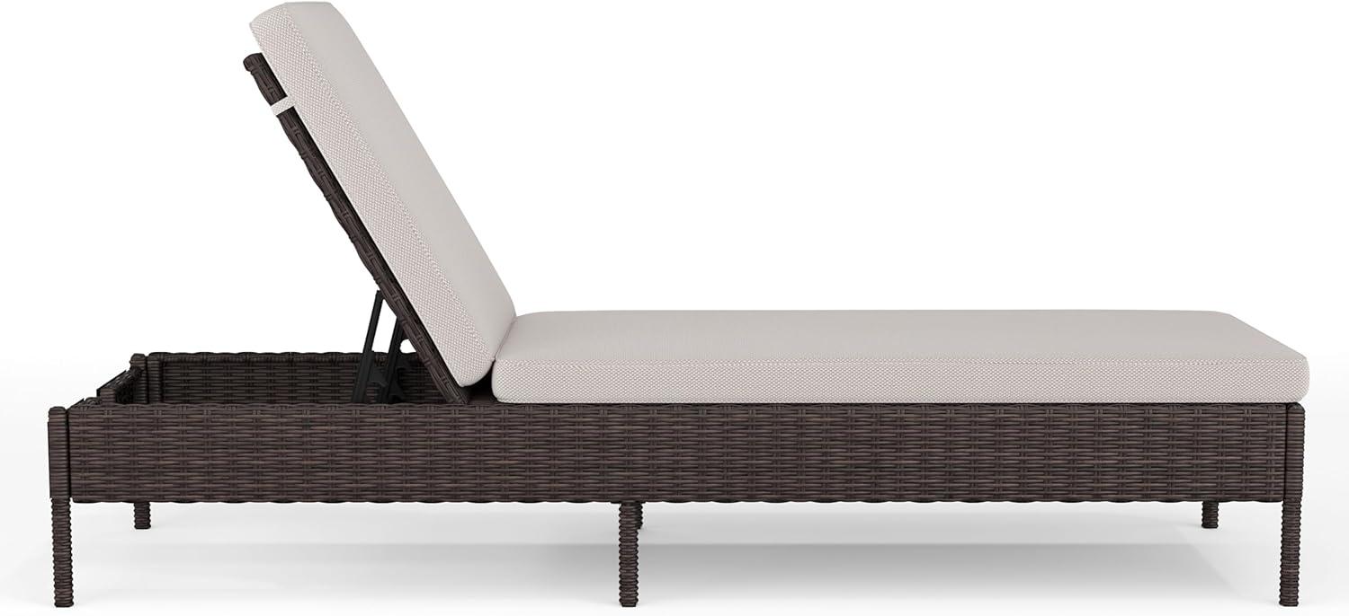 imageMartha Stewart Bedford IndoorOutdoor Patio Chaise Lounge Chair with Adjustable Back and Rattan Wicker Finish in Gray with Gray AllWeather CushionsBrown