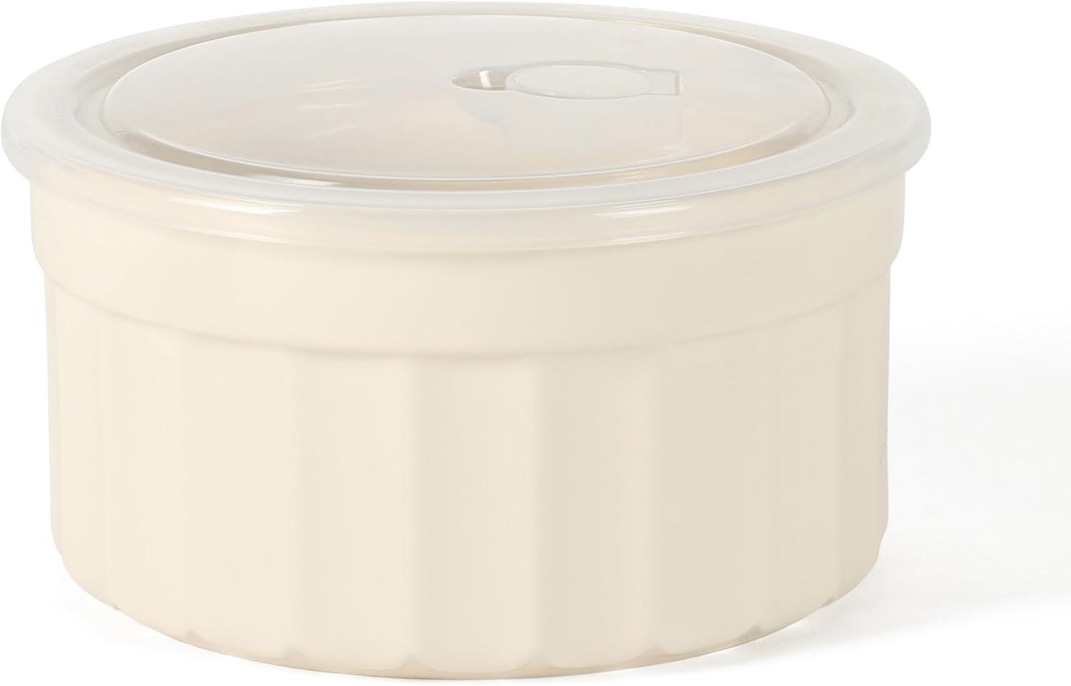 imageMartha Stewart Broadbrook 6 Piece Stoneware Meal Prep Container Set with Lids Rectangular Food Storage amp Bakewar Oven Refridgerator Microwave Dishwasher SafeCream Broadbrook Round