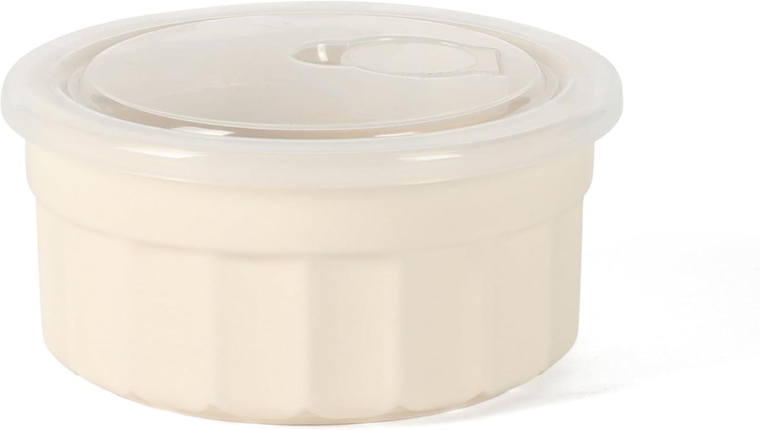 imageMartha Stewart Broadbrook 6 Piece Stoneware Meal Prep Container Set with Lids Rectangular Food Storage amp Bakewar Oven Refridgerator Microwave Dishwasher SafeCream Broadbrook Round