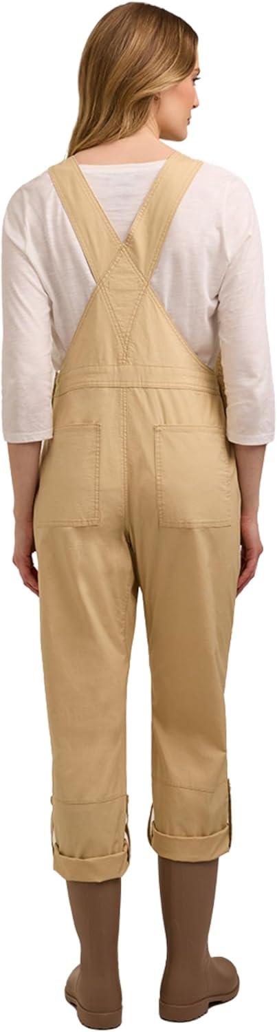 imageMartha Stewart Convertible Overall Denim Utility Jumpsuit Adjustable Cotton Workwear Stretch BibsSand