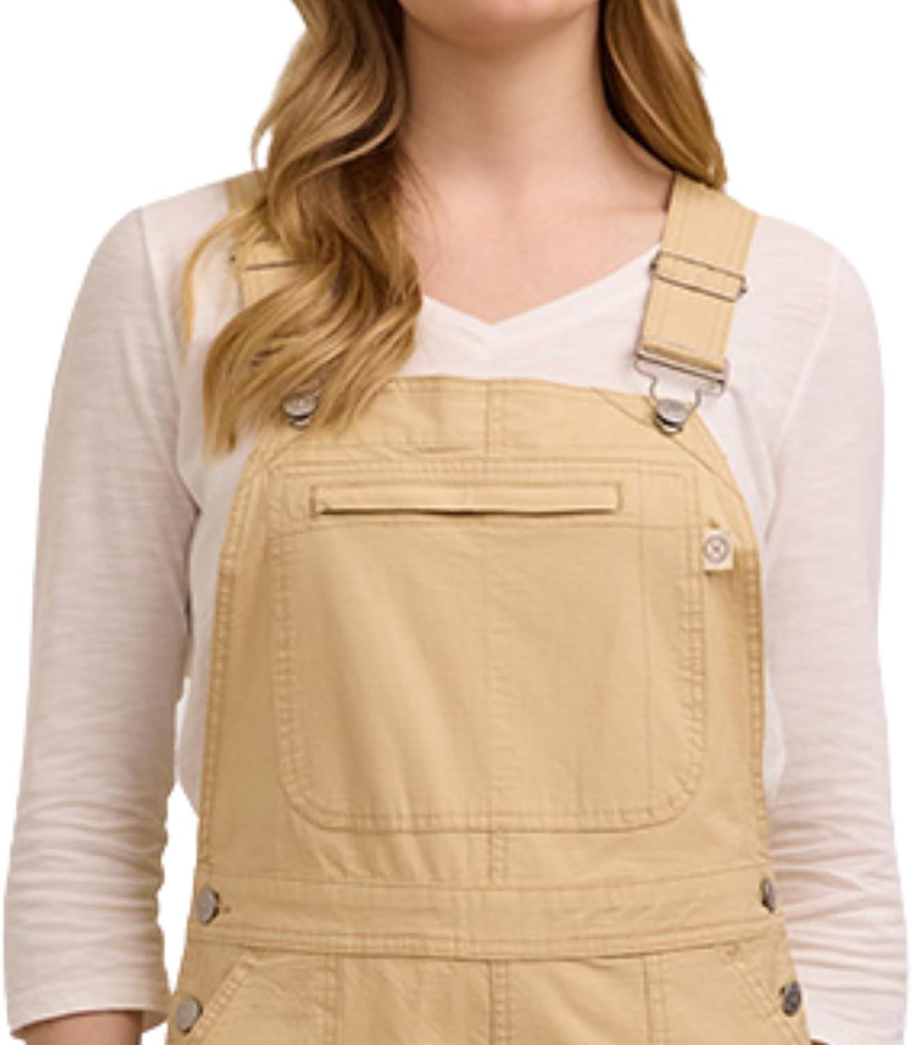 imageMartha Stewart Convertible Overall Denim Utility Jumpsuit Adjustable Cotton Workwear Stretch BibsSand