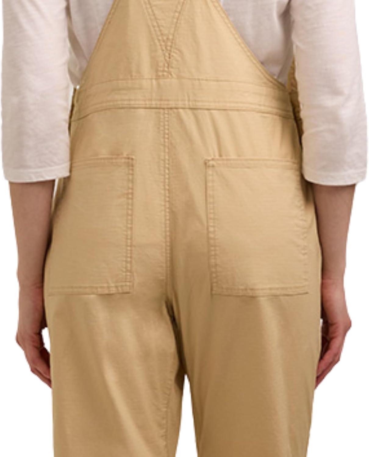 imageMartha Stewart Convertible Overall Denim Utility Jumpsuit Adjustable Cotton Workwear Stretch BibsSand