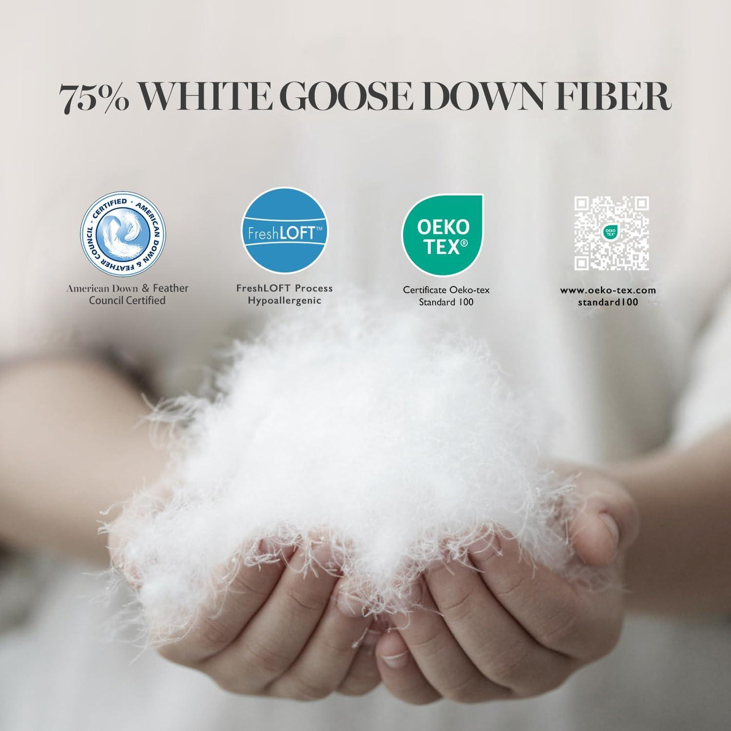 imageMartha Stewart King Size Goose Down Fiber Comforter 100 Cotton Duvet Insert King 1cm Breathable Panel Hotel Luxury Hypoallergenic Comforter 50oz All Season Medium Warmth 106x90White