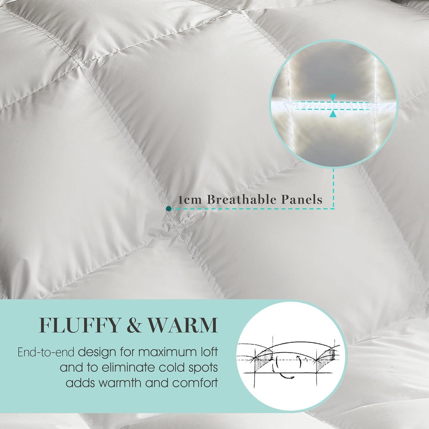 imageMartha Stewart King Size Goose Down Fiber Comforter 100 Cotton Duvet Insert King 1cm Breathable Panel Hotel Luxury Hypoallergenic Comforter 50oz All Season Medium Warmth 106x90White