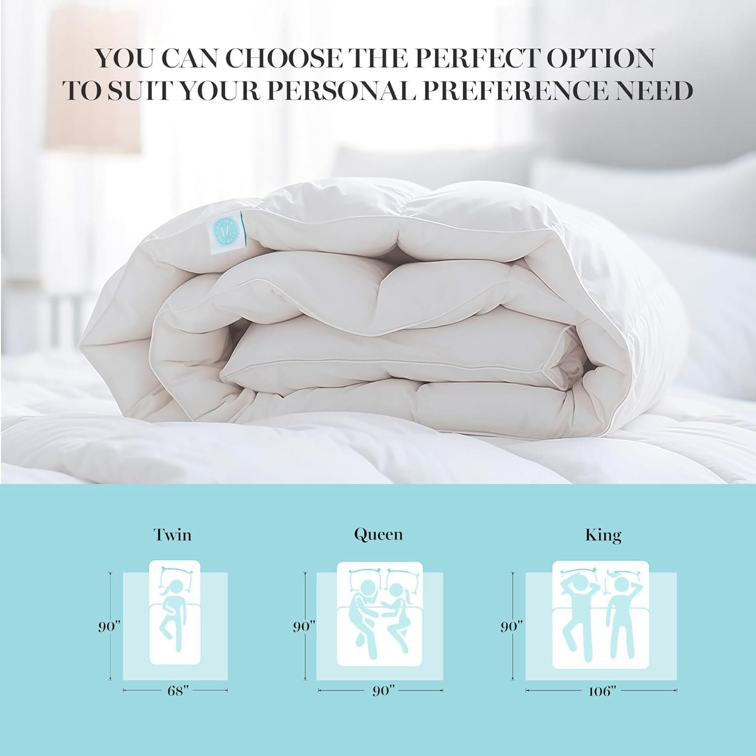 imageMartha Stewart King Size Goose Down Fiber Comforter 100 Cotton Duvet Insert King 1cm Breathable Panel Hotel Luxury Hypoallergenic Comforter 50oz All Season Medium Warmth 106x90White