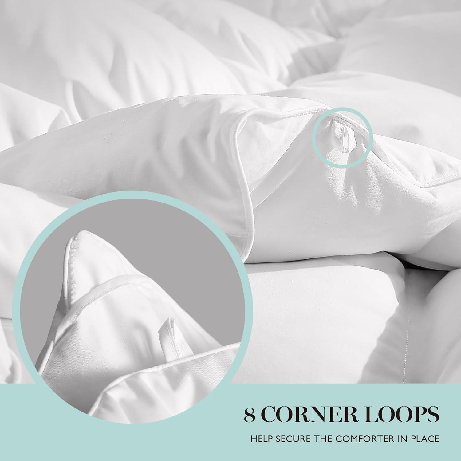 imageMartha Stewart King Size Goose Down Fiber Comforter 100 Cotton Duvet Insert King 1cm Breathable Panel Hotel Luxury Hypoallergenic Comforter 50oz All Season Medium Warmth 106x90White