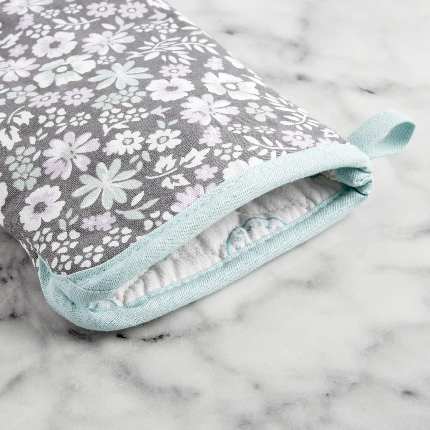 imageMartha Stewart Succulents Oven Mitt 2Pack Set Green 7x13Ditsy Floral