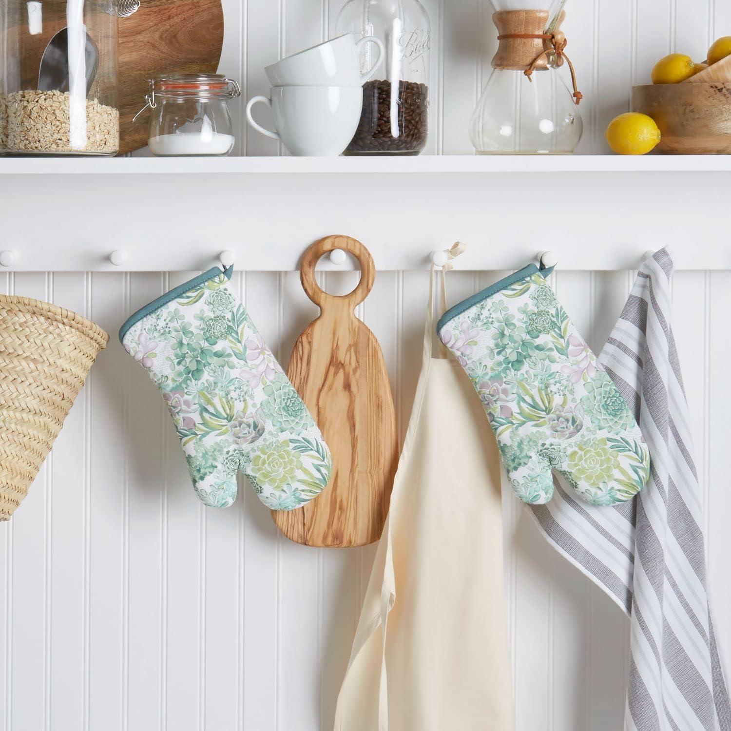 imageMartha Stewart Succulents Oven Mitt 2Pack Set Green 7x13Succulents