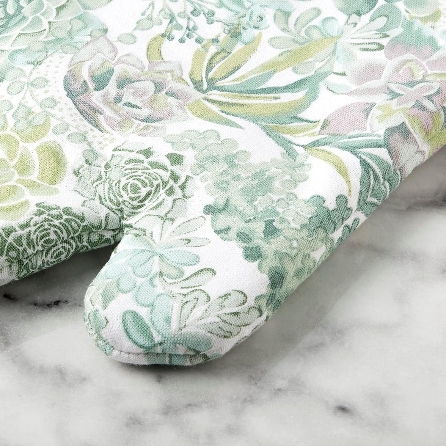 imageMartha Stewart Succulents Oven Mitt 2Pack Set Green 7x13Succulents