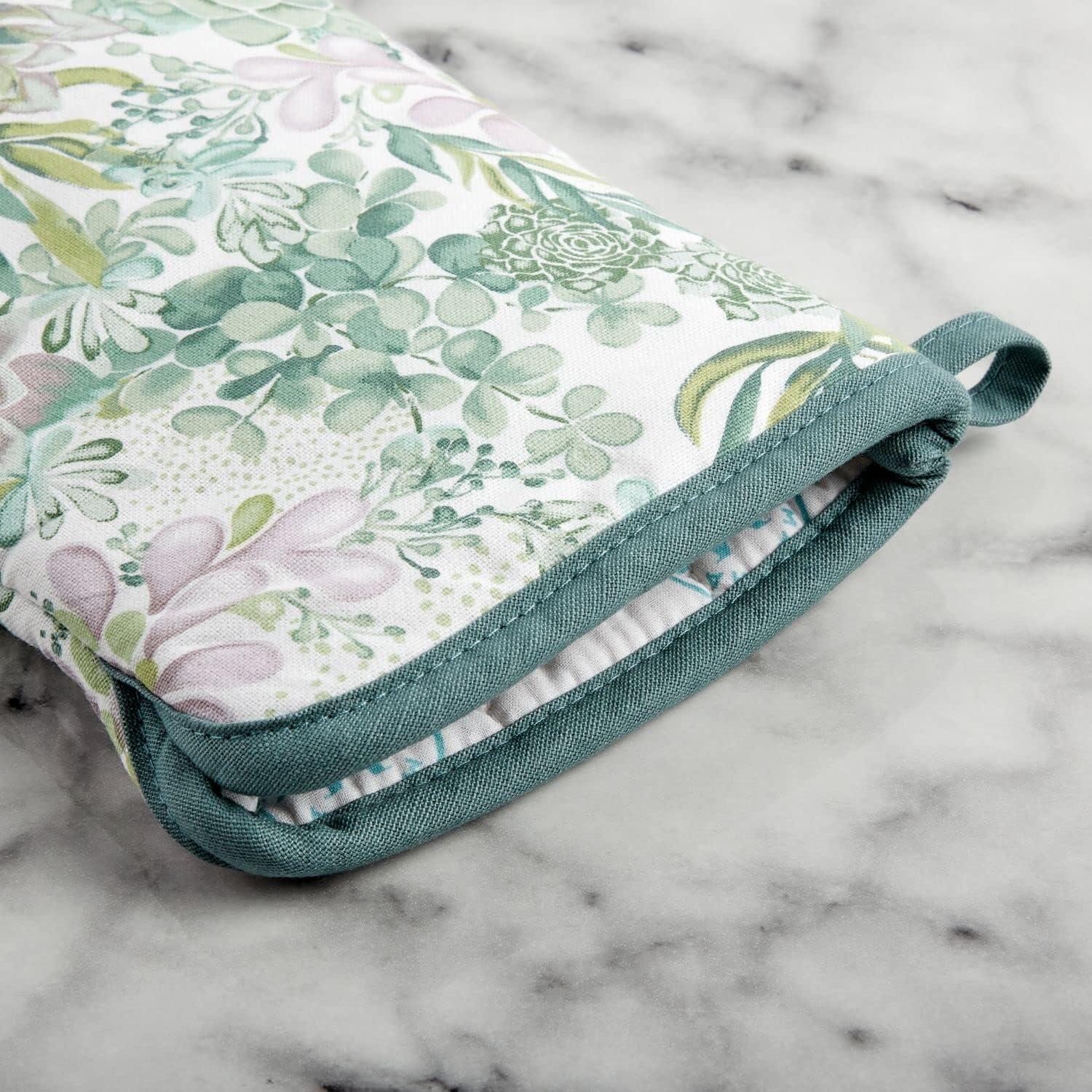 imageMartha Stewart Succulents Oven Mitt 2Pack Set Green 7x13Succulents